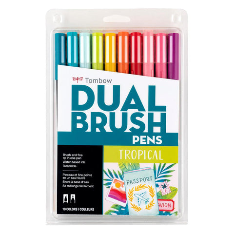 Tropical Dual Brush Pens, Set of 10