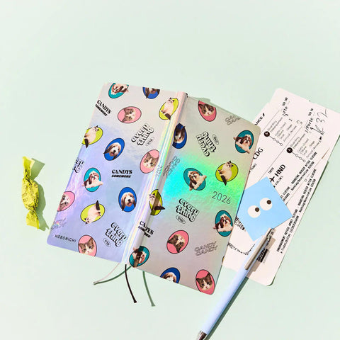 Candy Stripper: Random Dog & Cat (Aurora) Hobonichi Techo Weeks 2026 Planner
