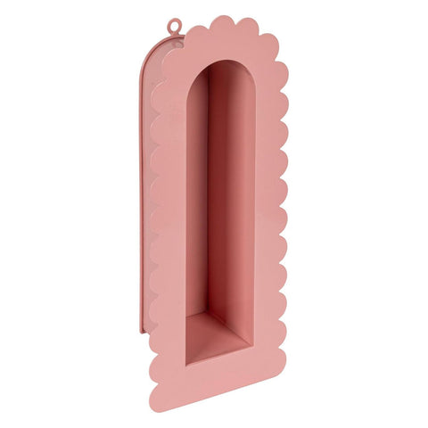 Pink Scalloped Edge Metal Wall Shelf