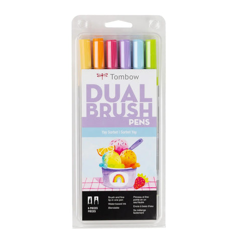 Yay Sorbet Dual Brush Pens, Set of 6