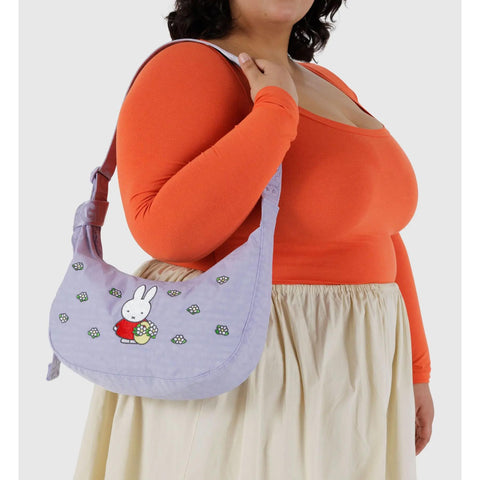Medium Nylon Crescent Bag: Embroidered Miffy