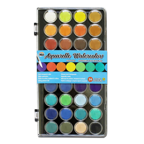 Niji Aquarelle Watercolors, 36 Color Set