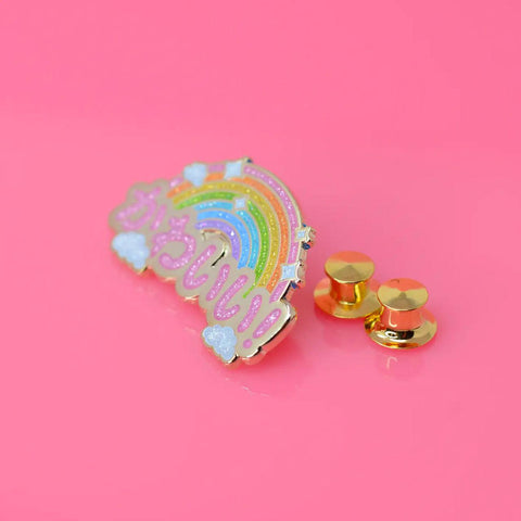 Kawaii Glitter Rainbow Enamel Pin