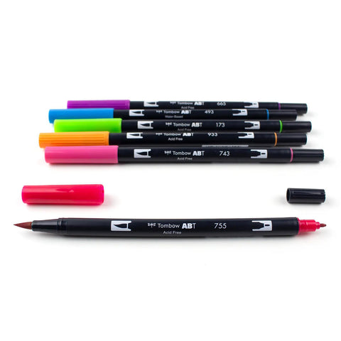 Bright Dual Brush Pens, Set of 6