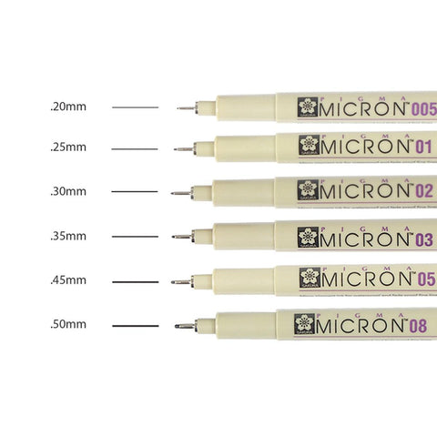 Micron Pens, Set of 6
