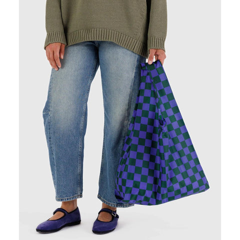 Standard Reusable Tote: Iris Green Check