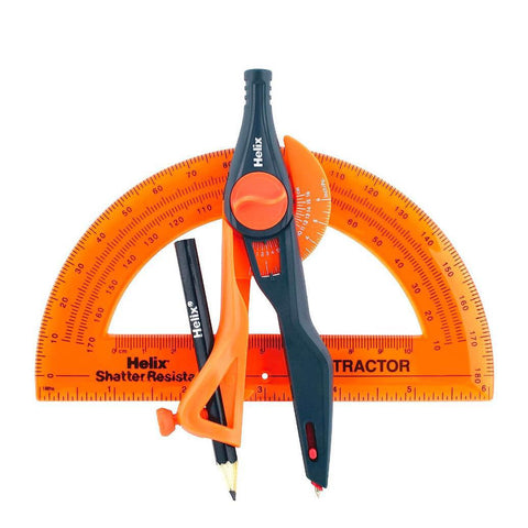 Helix Universal Locking Compass + Protractor Set