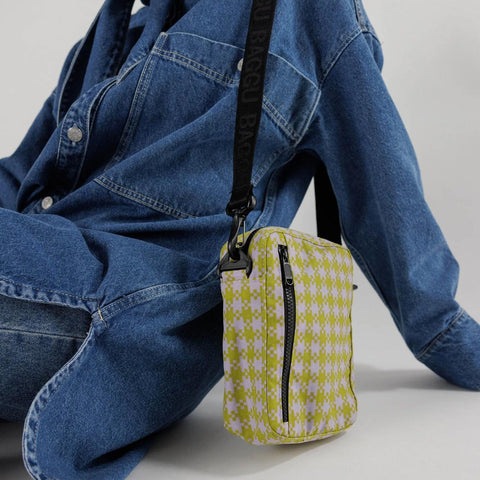 Sport Crossbody: Pink Pistachio Pixel Gingham