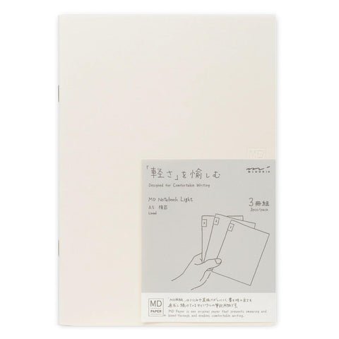 MD Light A5 Lined Notebooks, Pack of 3