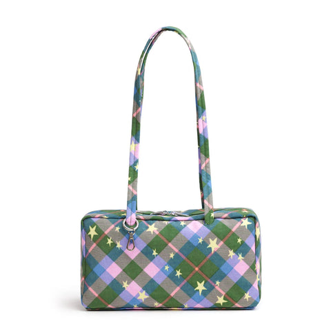 Nylon Bowler Bag: Green Star Plaid