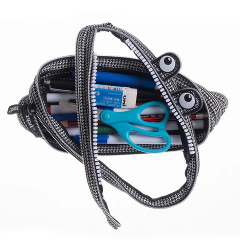 Black + Silver Monster Zipper Pouch