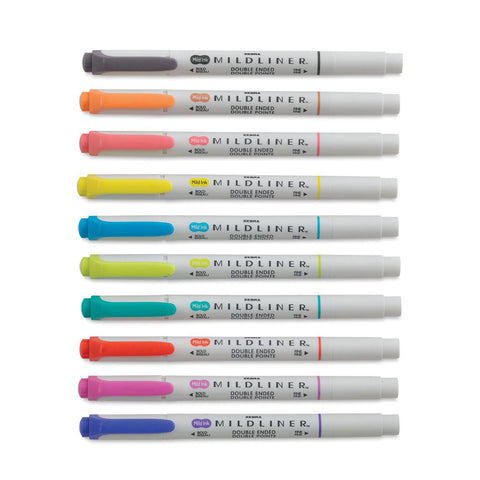 MILDLINER Dual-Tip Creative Highlighters, Set of 10 New Colors