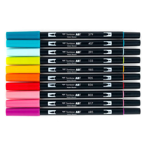 Tropical Dual Brush Pens, Set of 10