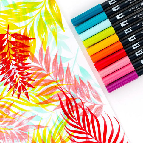Tropical Dual Brush Pens, Set of 10