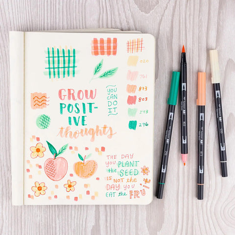 Just Peachy Dual Brush Pens, Set of 6