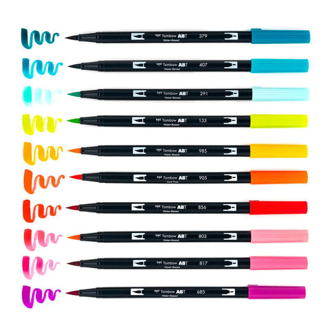 Tropical Dual Brush Pens, Set of 10