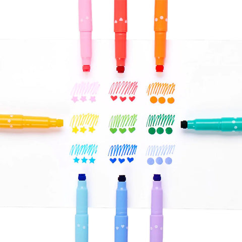 Confetti Stamp Double-Ended Markers Set