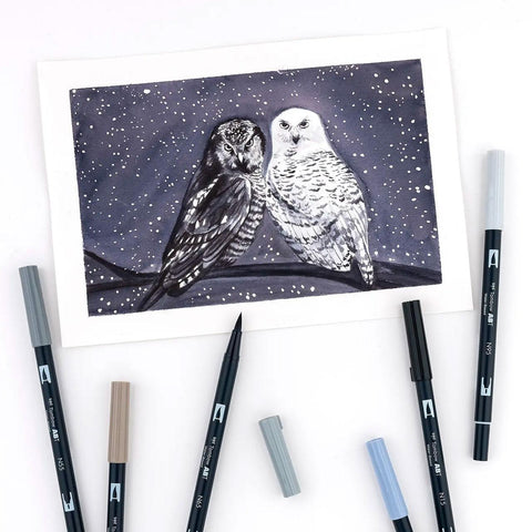 Grayscale Dual Brush Pens, Set of 10