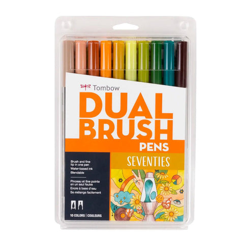 Seventies Dual Brush Pens, Set of 10