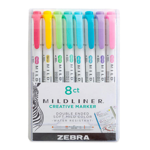 MILDLINER Dual-Tip Creative Highlighters, Set of 8 Colors