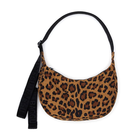 Small Nylon Crescent Bag: Leopard