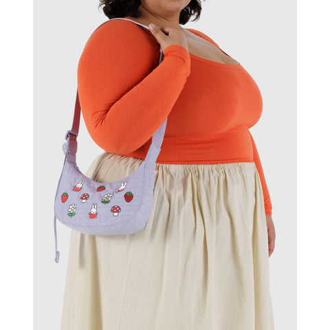 Small Nylon Crescent Bag: Embroidered Miffy