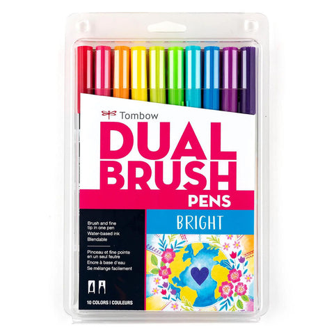 Bright Dual Brush Pens, Set of 10