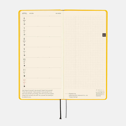 Full Moon Yellow Hobonichi Techo Weeks 2026 Planner