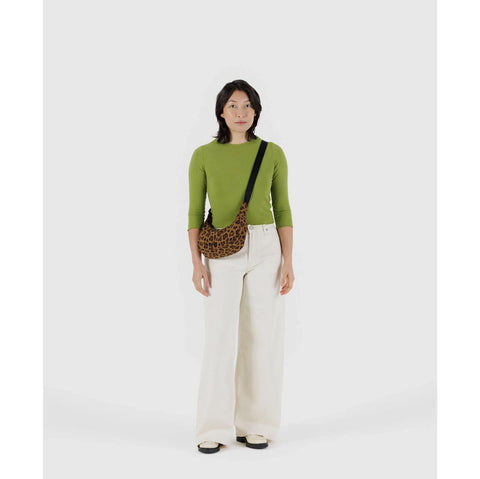 Small Nylon Crescent Bag: Leopard