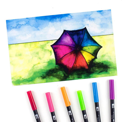 Bright Dual Brush Pens, Set of 6