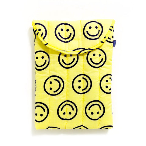 Puffy Laptop Sleeves: Yellow Happy