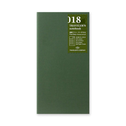 TRAVELER'S notebook, Regular Size, 018 - Free Diary (Weekly Vertical)