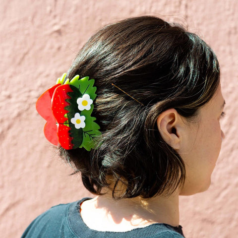 Strawberries + Flowers Hair Claw