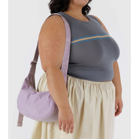 Medium Nylon Crescent Bag: Dusty Pink