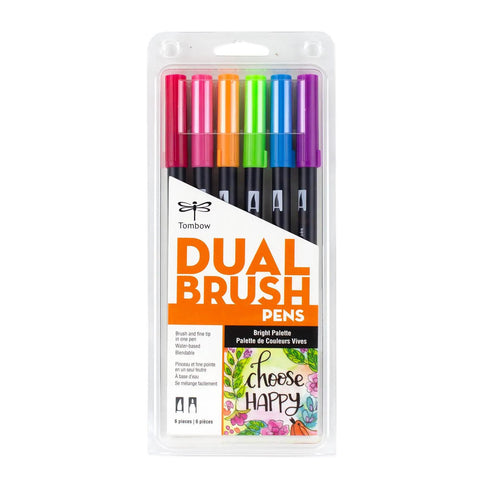 Bright Dual Brush Pens, Set of 6