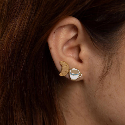 Croissant + Coffee Earrings