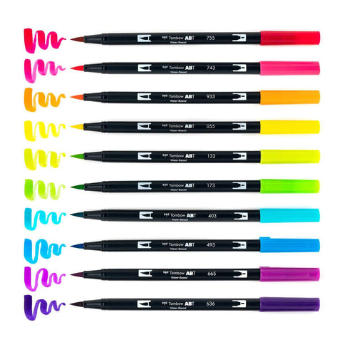 Bright Dual Brush Pens, Set of 10