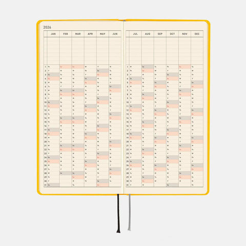 Full Moon Yellow Hobonichi Techo Weeks 2026 Planner