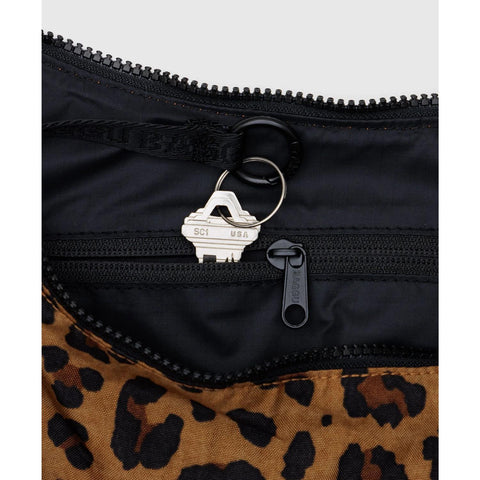 Medium Nylon Crescent Bag: Leopard