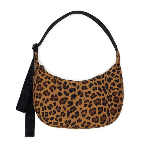 Medium Nylon Crescent Bag: Leopard