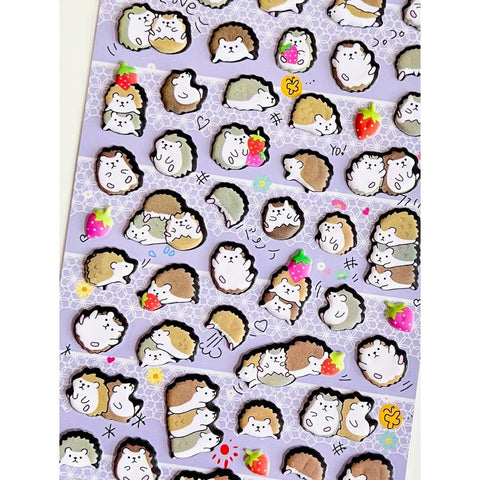 Hedgehog Puffy Stickers