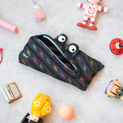 Black + Rainbow Monster Zipper Pouch
