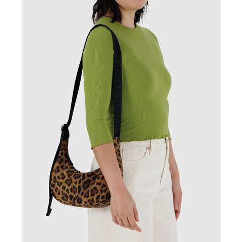 Small Nylon Crescent Bag: Leopard