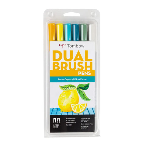Lemon Squeezy Dual Brush Pens, Set of 6
