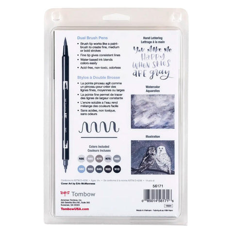 Grayscale Dual Brush Pens, Set of 10