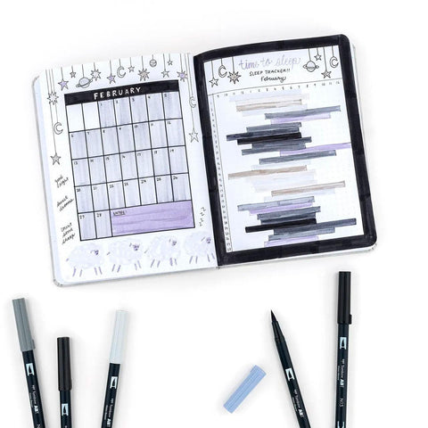 Grayscale Dual Brush Pens, Set of 10