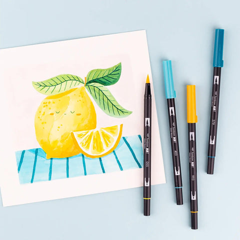 Lemon Squeezy Dual Brush Pens, Set of 6