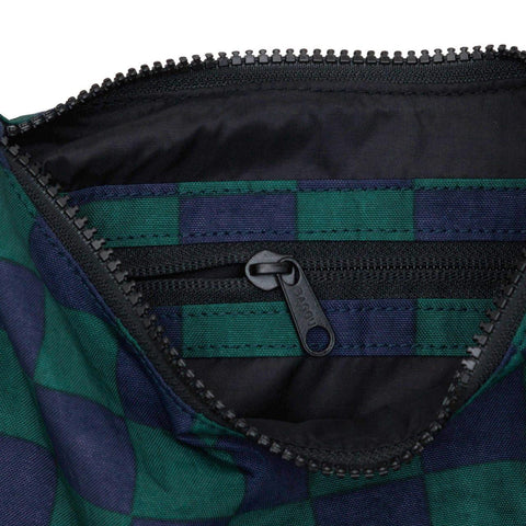 Small Nylon Crescent Bag: Navy Green Check