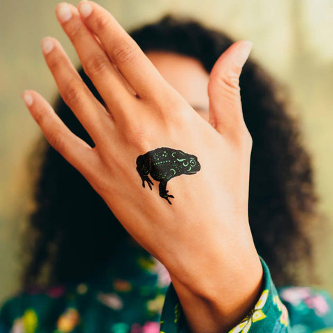 Speckled Foil Frog Tattoos
