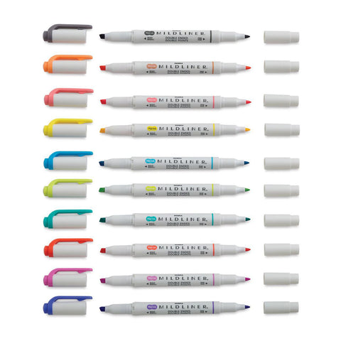 MILDLINER Dual-Tip Creative Highlighters, Set of 10 New Colors
